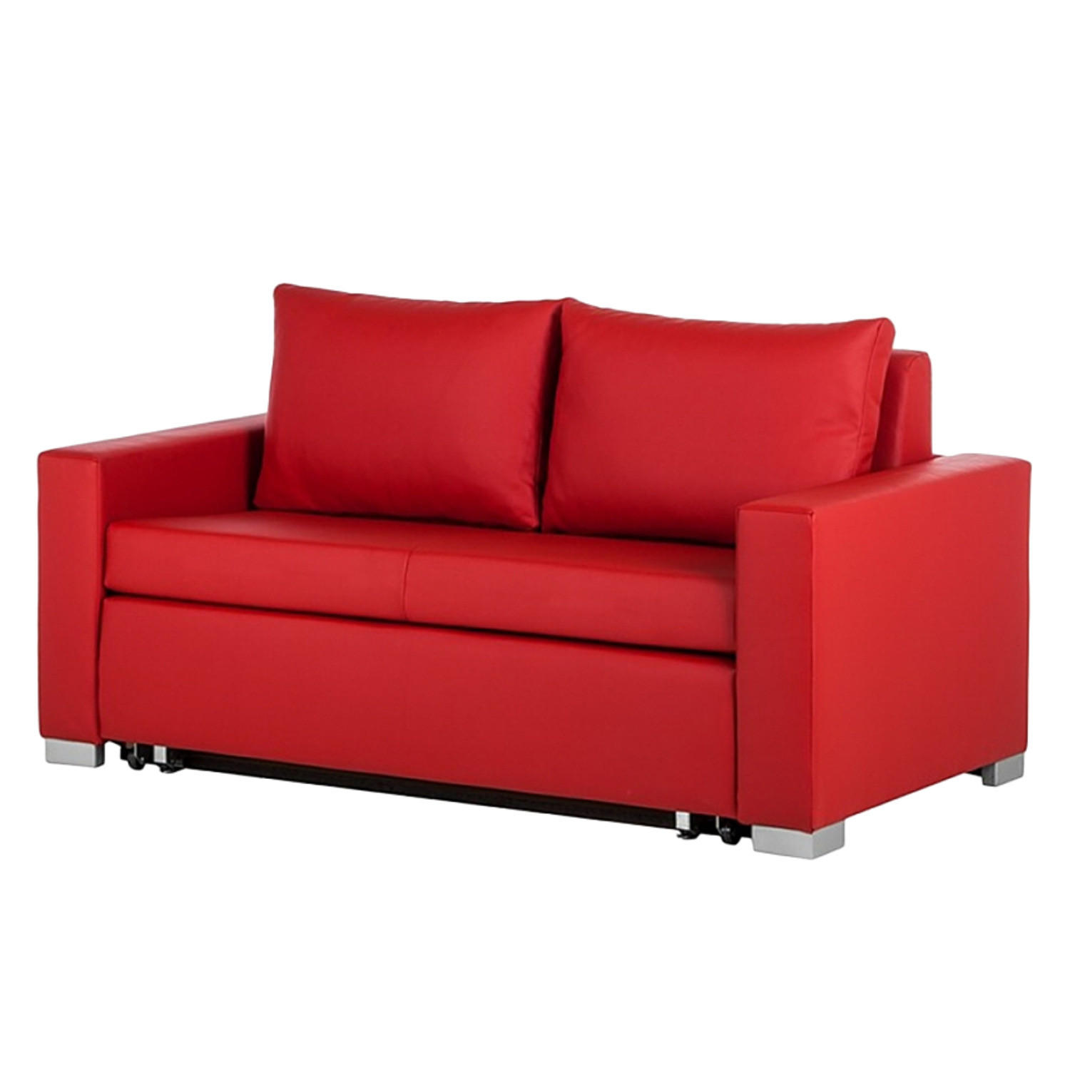 SCHLAFSOFA - Silberfarben/Rot, Kunststoff (173/90/90cm) - home24