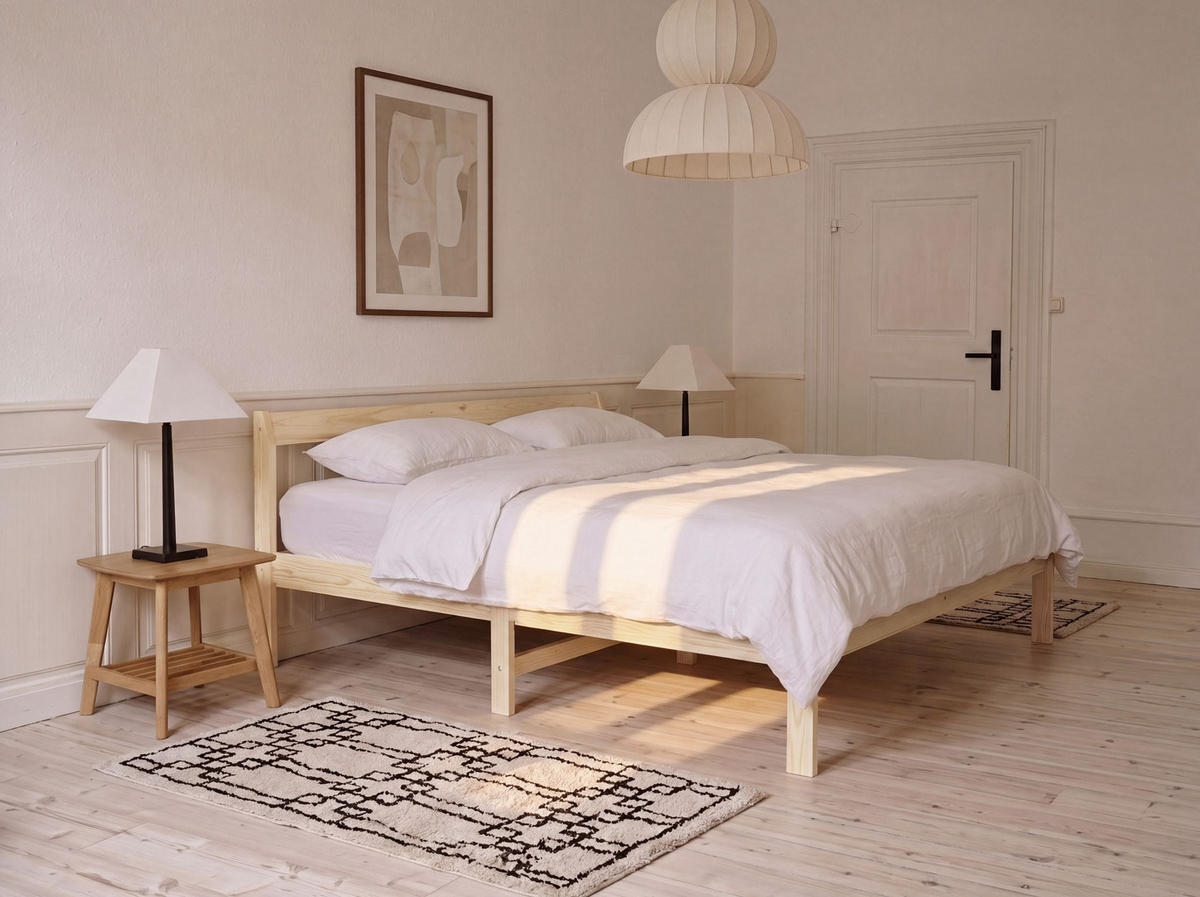 BETT mit Lattenrost 140/200 Kiefernholz Hellbraun Madone - Hellbraun/Braun, Holz (140/200cm) - Beliani
