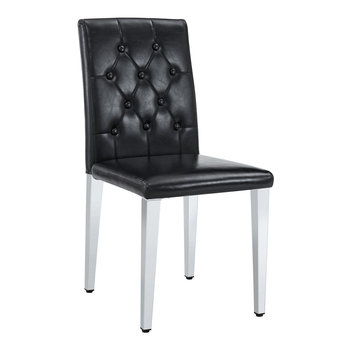 ESSZIMMERSTUHL 4er-Set mit Rautensteppung PU-Leder Schwarz Silber - Schwarz, Metall (46/89/42.2cm) - Meubliv