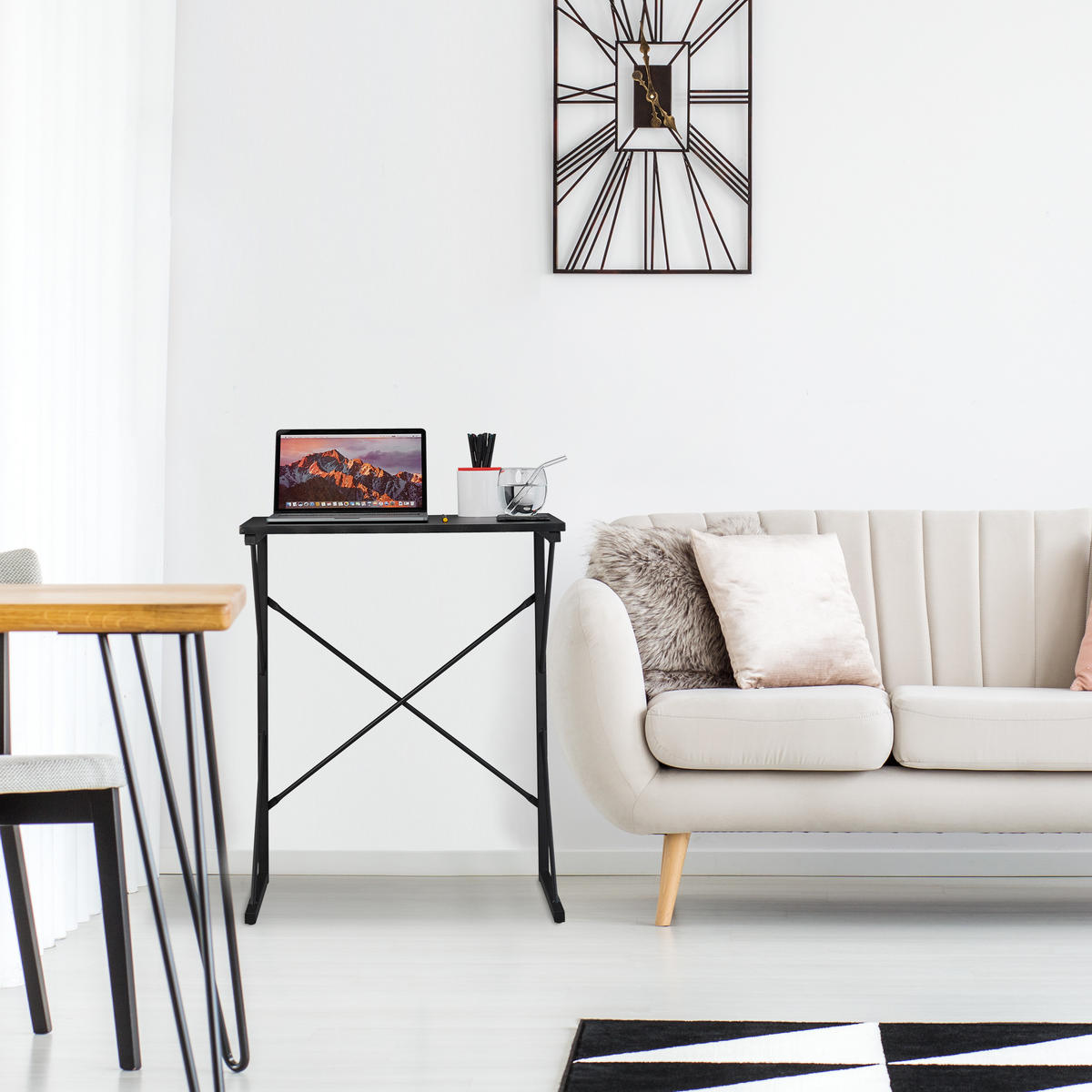 PÍSACÍ stôl - čierna, kov/kompozitné drevo (40/60/75cm) - Relaxdays