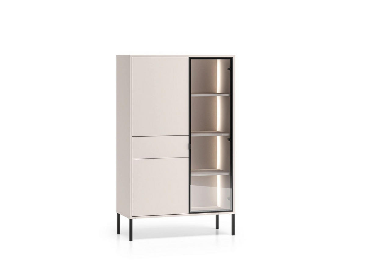 VITRINE – 92 cm – Barnee – Kaschmir - Kaschmir, Holzwerkstoff (92/150/40cm) - hi-markt