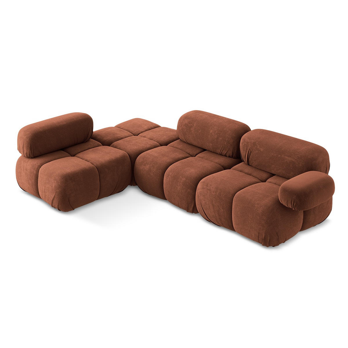 ECKSOFA Links Chenille Stoff Orange - Terracotta/Schwarz, Kunststoff/Textil (190/285cm) - LaMiaSofa