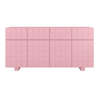 SIDEBOARD Cubo Long, Geometrische 3D Fronten, 169 cm, Rosa - Hellrosa, Holz/Holzwerkstoff (168.9/83.8/41.8cm) - Skandica