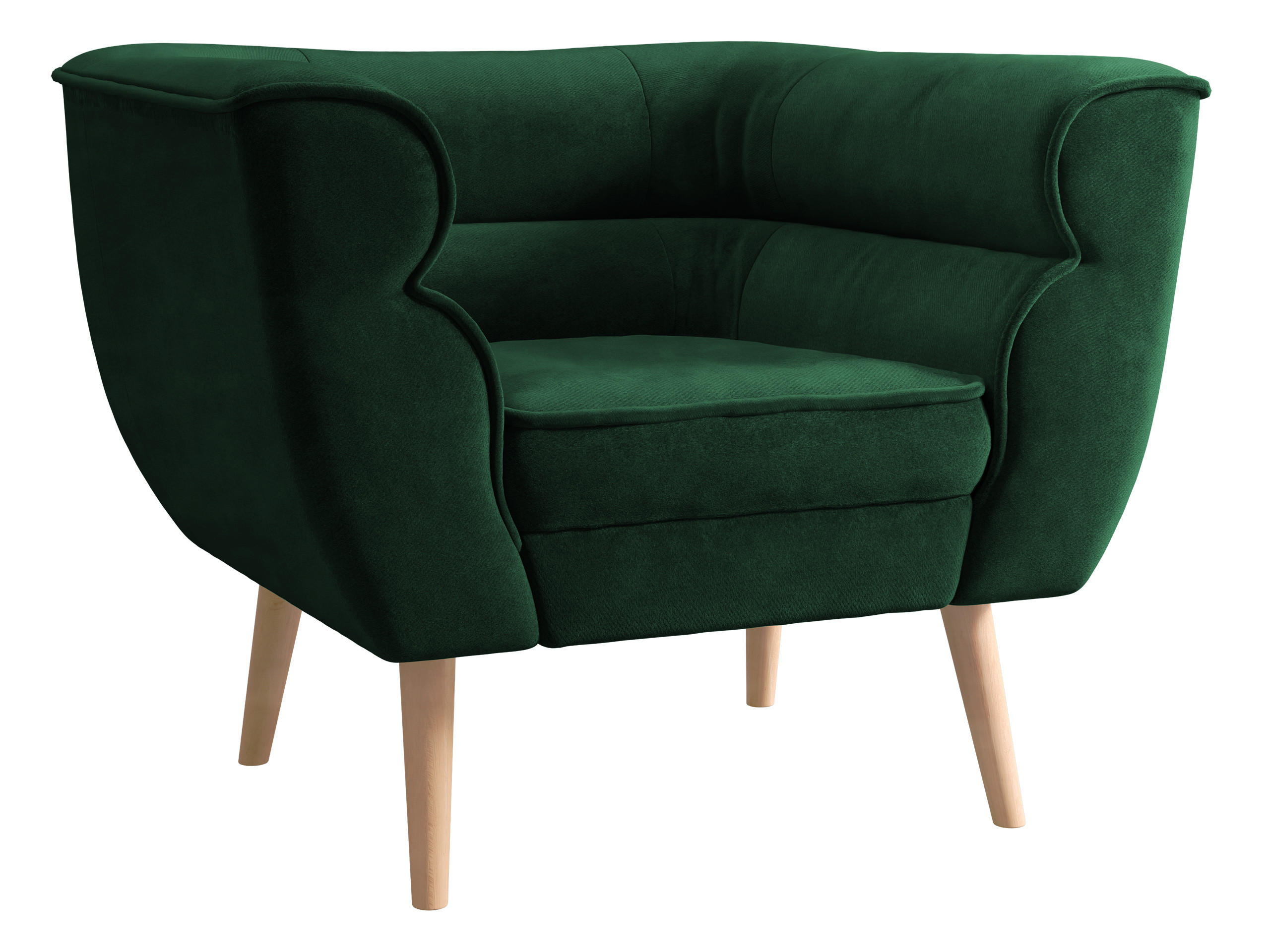SESSEL Bal 1 - Smaragdgrün/Naturfarben, Holz/Textil (82/75/74cm) - MIRJAN24