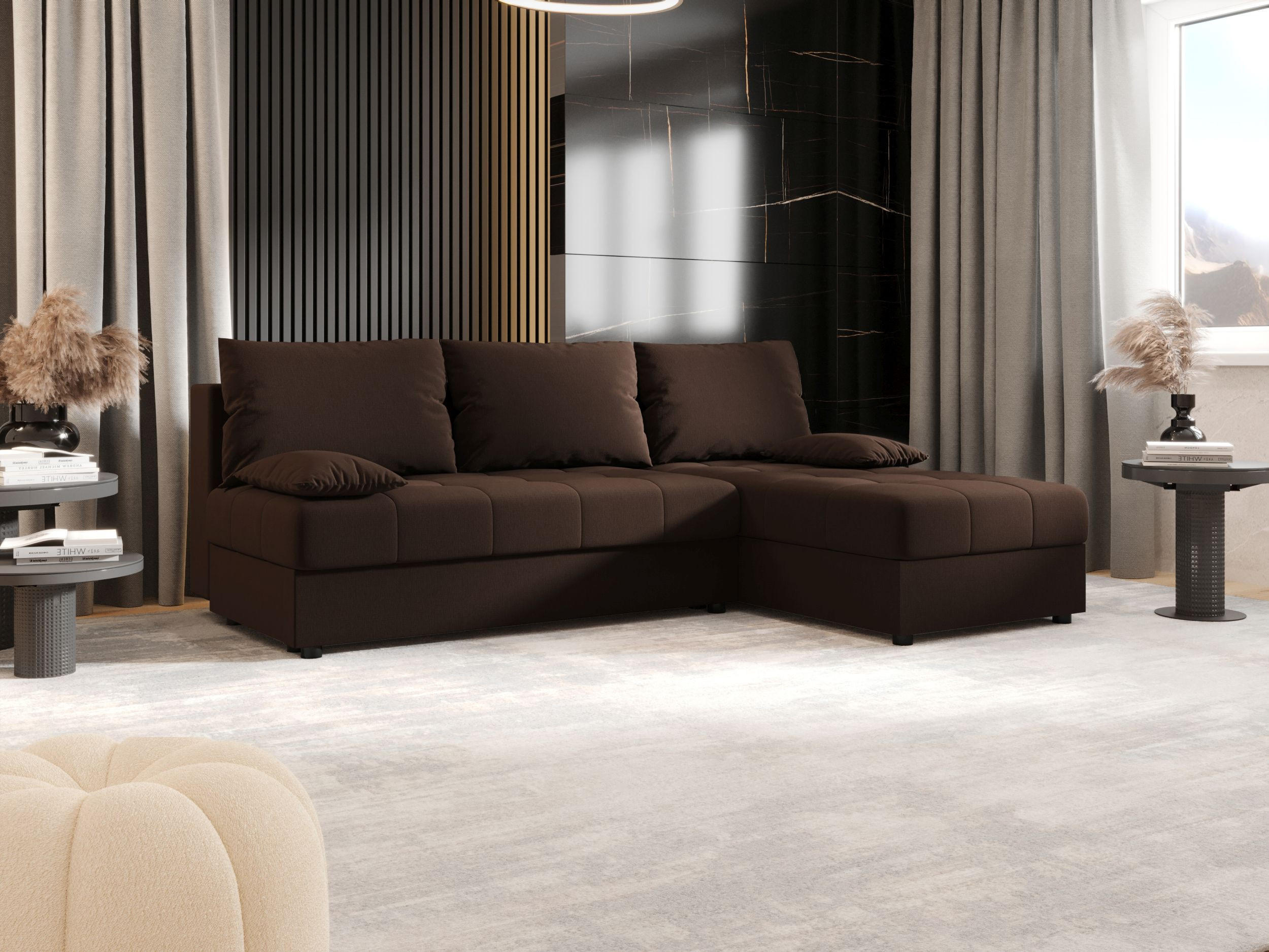 ECKSOFA MOS L Cosmic 800 Rechts mit Schlaffunktion - Braun, Textil (200/143cm) - Bedante
