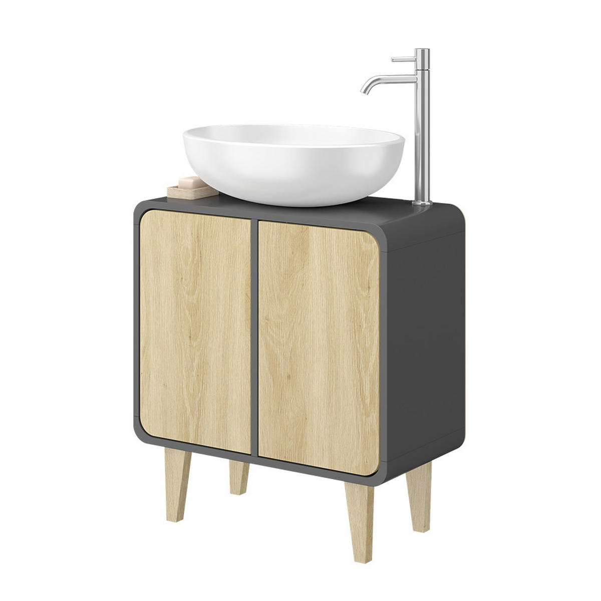 WASCHBECKENUNTERSCHRANK Arla Anthrazit/Goldkraft Eiche 60 x 61 cm - Eichefarben/Anthrazit, Holzwerkstoff (60/61/30cm) - Vicco