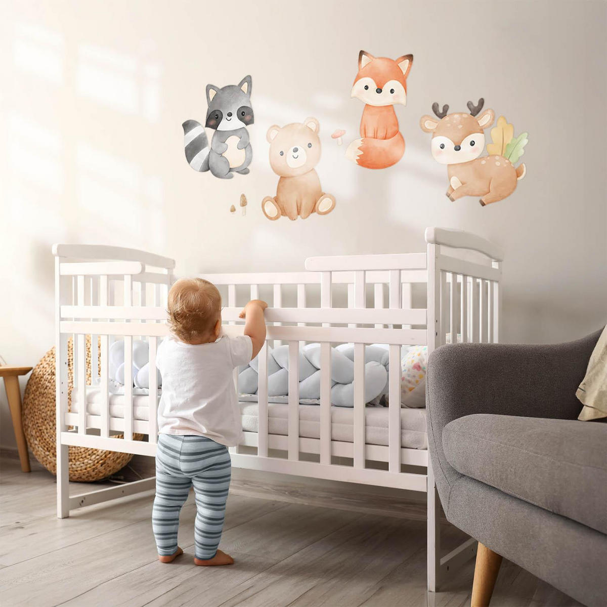 WANDAUFKLEBER 100x127cm - Waldtiere - Multicolor, Kunststoff (100/127/0.1cm) - Wallfluent