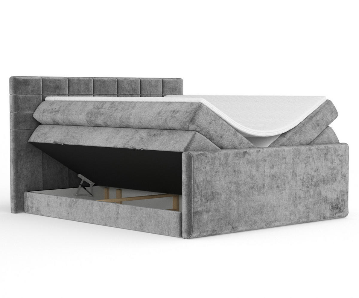 BOXSPRINGBETT Ava Grau 200/200 cm - Schwarz/Grau, Holz/Holzwerkstoff (200/200cm) - Maison de Reve