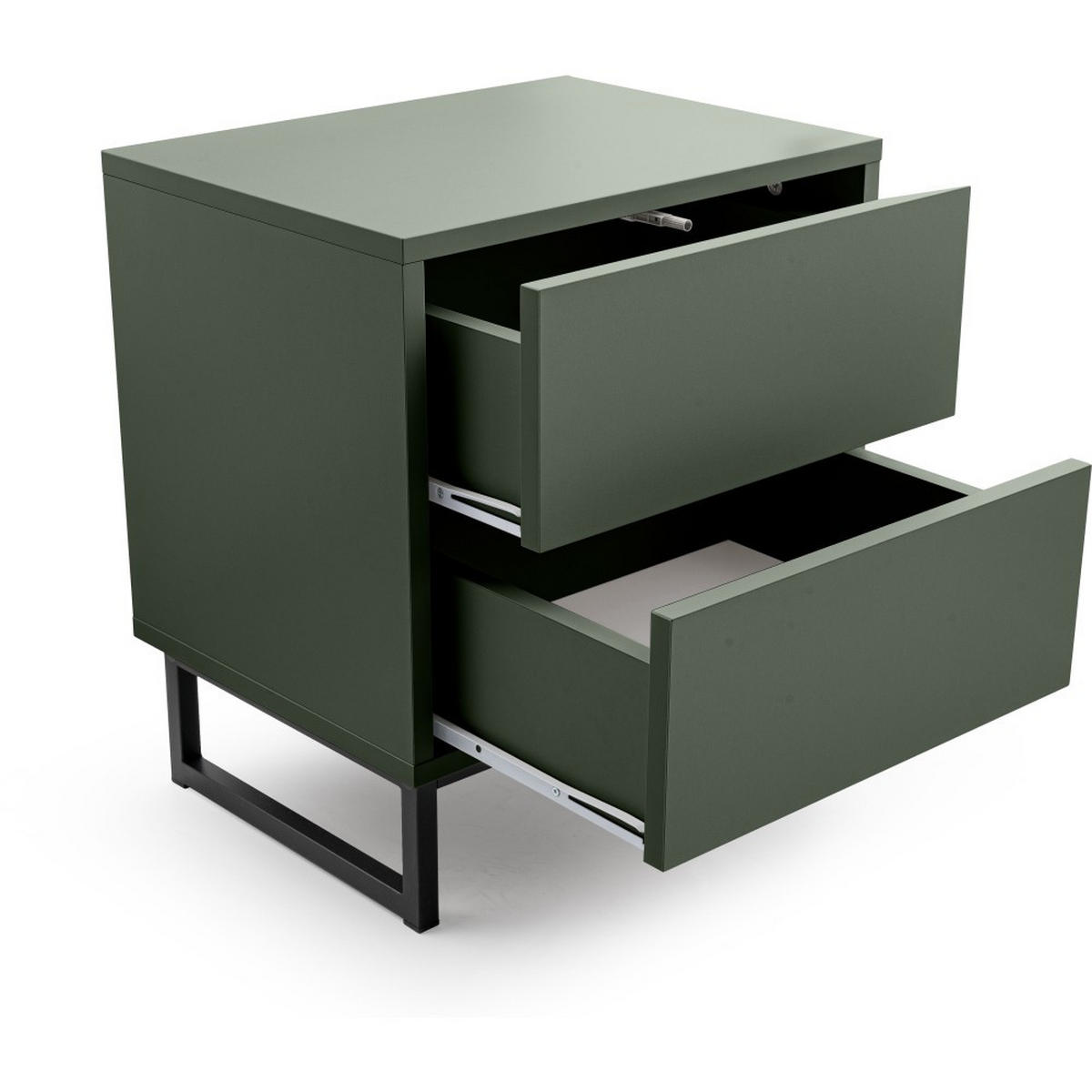 NACHTTISCH Giana mit 2 Schubladen, 43 cm, Flaschengrün - Dunkelgrün/Schwarz, Holzwerkstoff (43/48.5/34cm) - Beautysofa