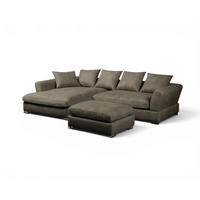 ECKSOFA Tizian Inkl. Hocker - Hellbraun, Holzwerkstoff/Textil (182/290cm) - Fun Möbel