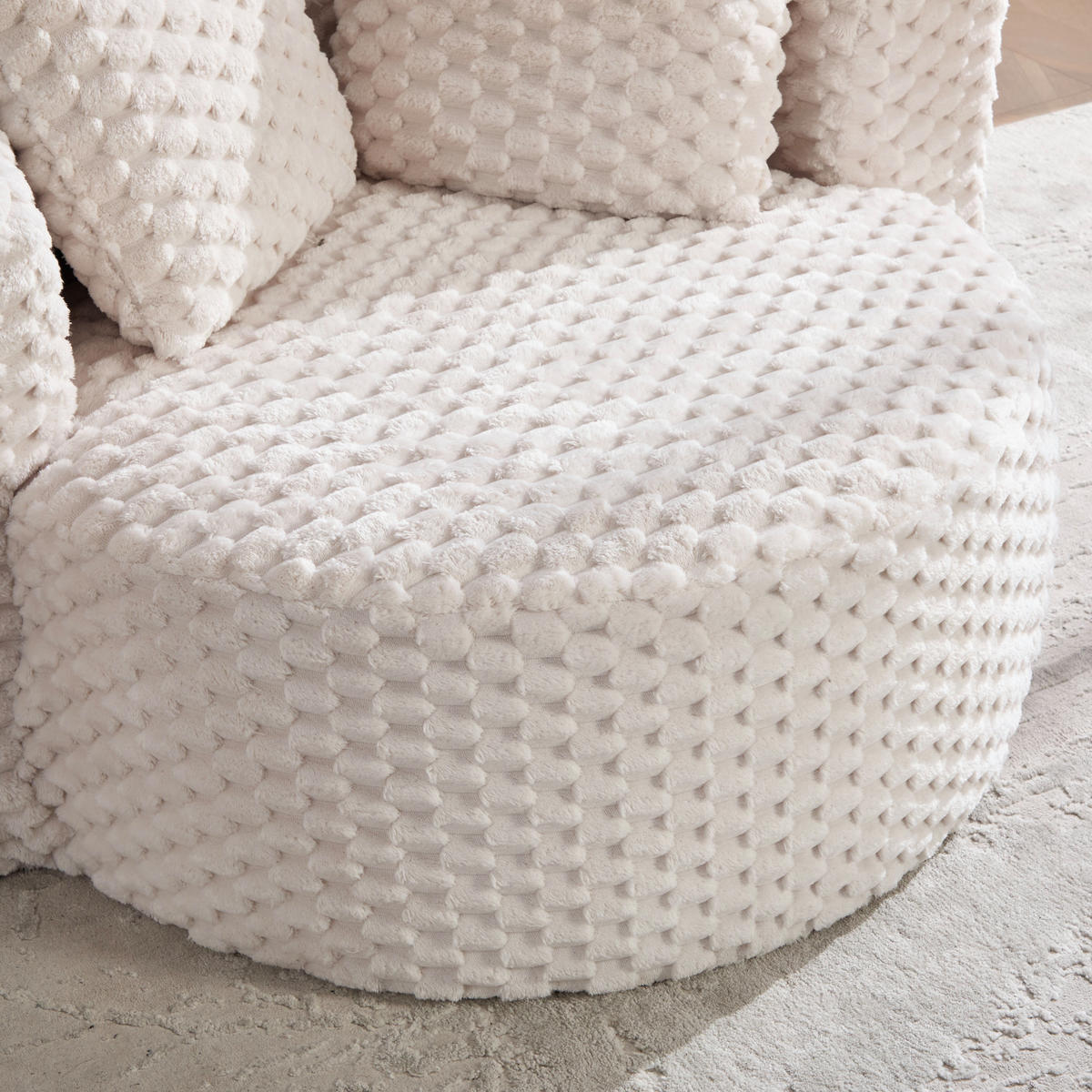 SOFA Beige mit Hocker - Beige, Textil (130/65/115cm) - WISHDOR