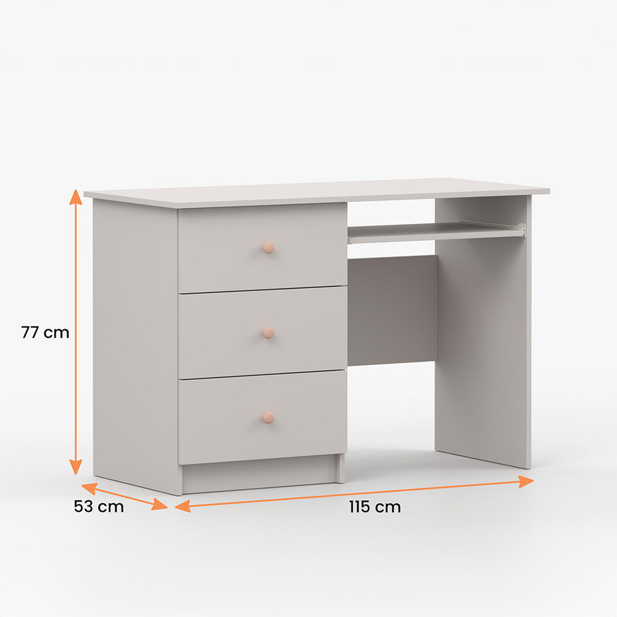 SCHREIBTISCH OLAF I 115/77/53cm Kaschmir, Griff Rosa - Kaschmir/Rosa, Holzwerkstoff/Metall (115/77/53cm) - imoebel24