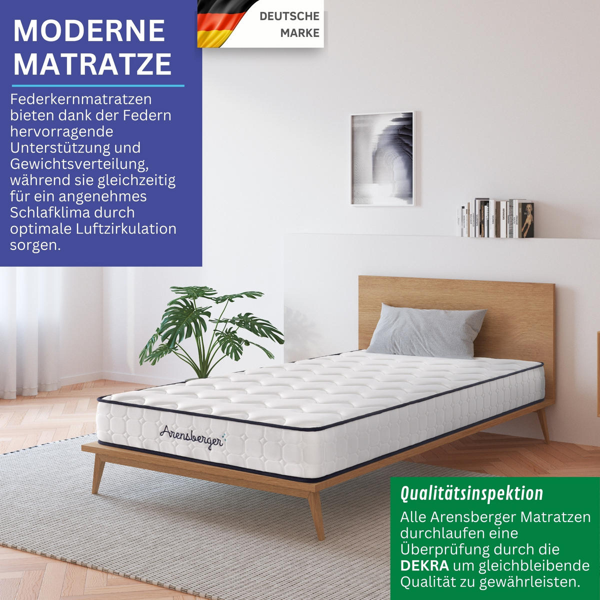 TASCHENFEDERKERNMATRATZE Lena, 140x200cm - Weiß, Textil (140/200cm) - Arensberger