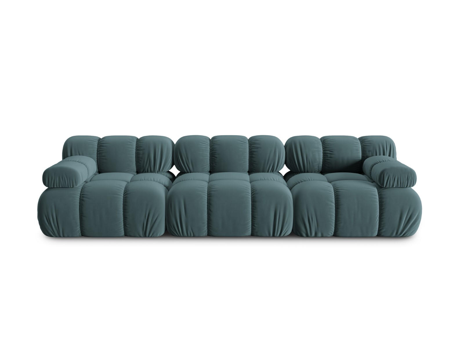 MODULARES-SOFA Bellis aus Samt petrol 3 Sitzplätze - Petrol, Textil (94/63/282cm) - Micadoni