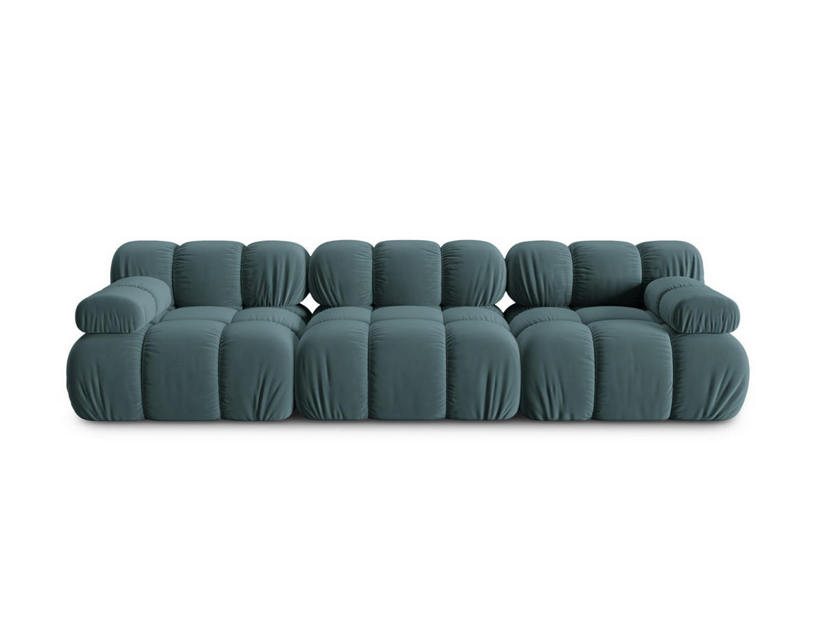 MODULARES-SOFA Bellis aus Samt petrol 3 Sitzplätze - Petrol, Textil (94/63/282cm) - Micadoni