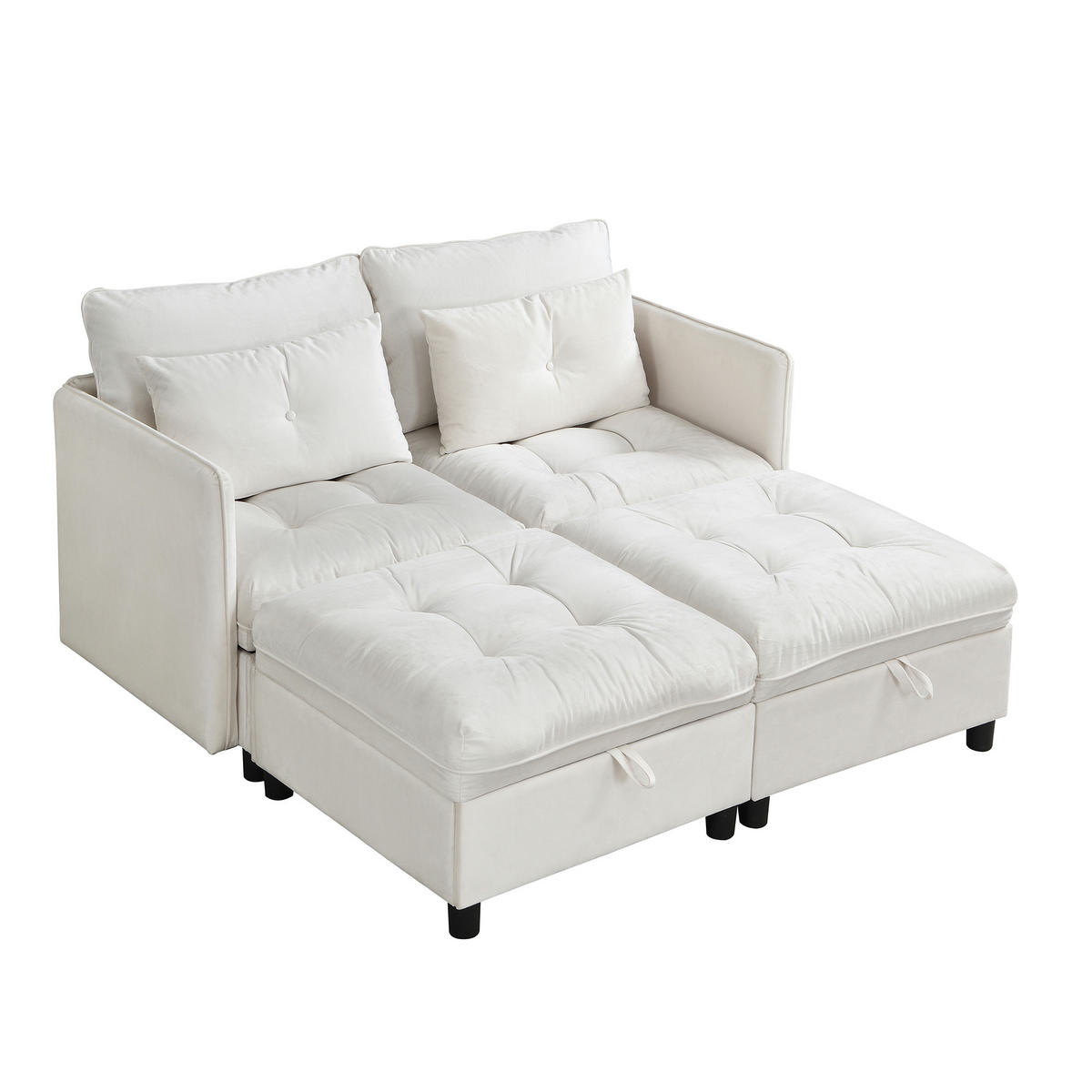 SOFA 4-Sitzer modulare Kombination mit Schlaffunktion Chenille Beige - Beige, Kunststoff (274/87/76cm) - OKWISH