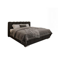POLSTERBETT Zaira 180x200cm – Elegantes Polsterbett für modernen Wohnstil , Federkernmatratze Bonnel (18cm), schwarz - Schwarz, Holz (180/200cm) - Panda Möbel