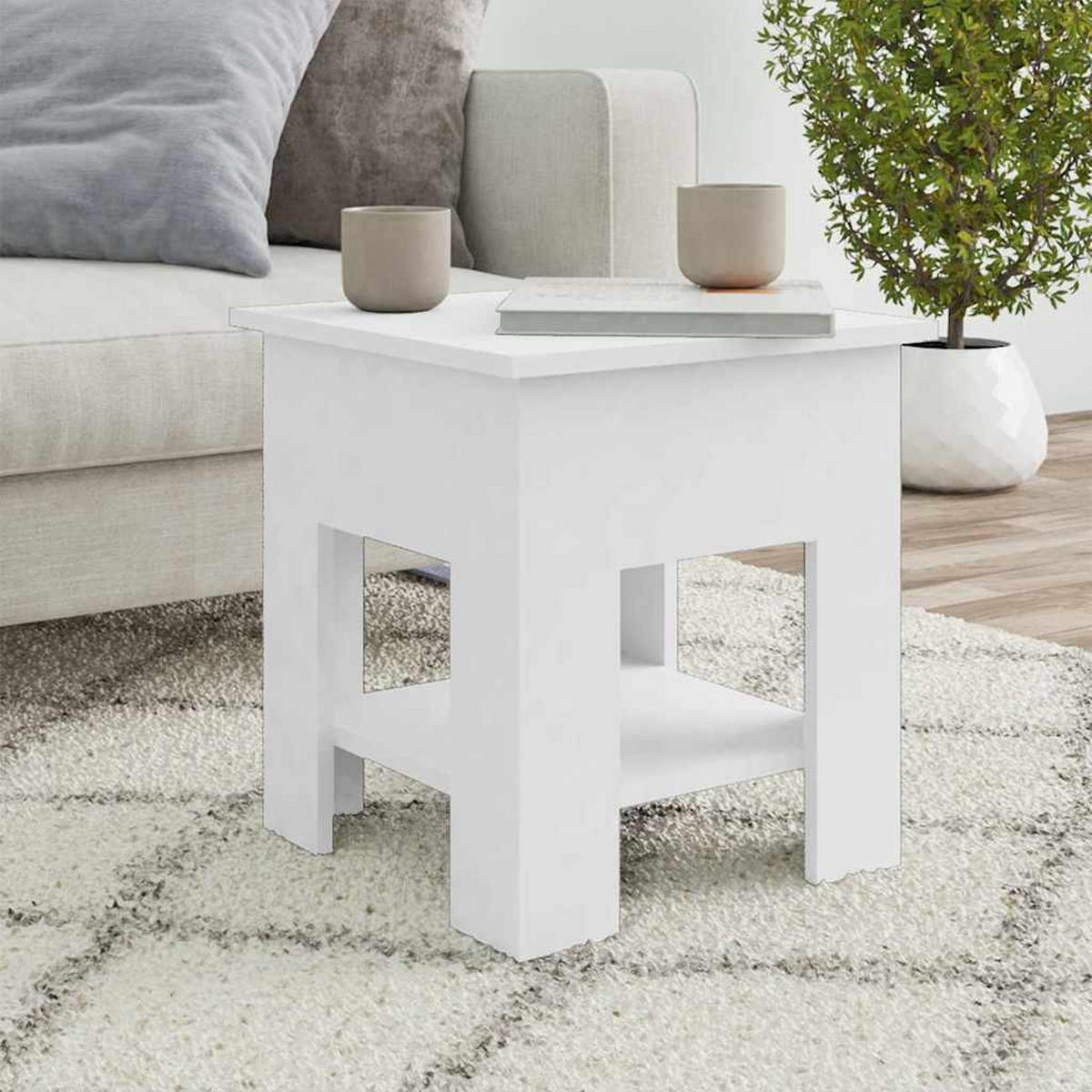 COUCHTISCH Weiss 40/40/42 Cm Holzwerkstoff - Weiß, Holzwerkstoff (40/40/42cm) - vidaXL