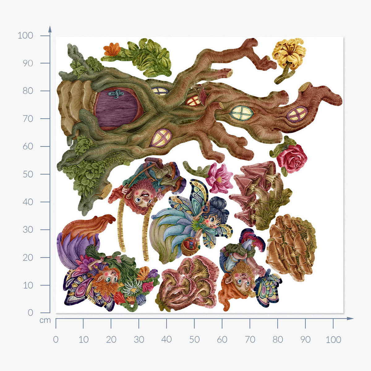 WANDAUFKLEBER 100x104cm - Feenwald - Multicolor, Kunststoff (100/104/0.1cm) - Wallfluent