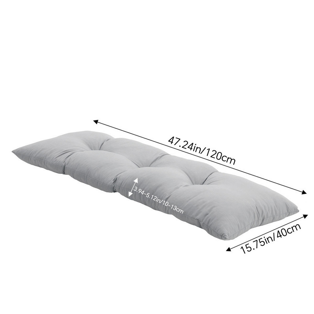 BANKKISSEN Hellgraues rechteckiges getuftetes Komfortabel & Langlebig Gestepptes Design 120 x 40 cm - Hellgrau, Textil (40/120cm) - Livingandhome