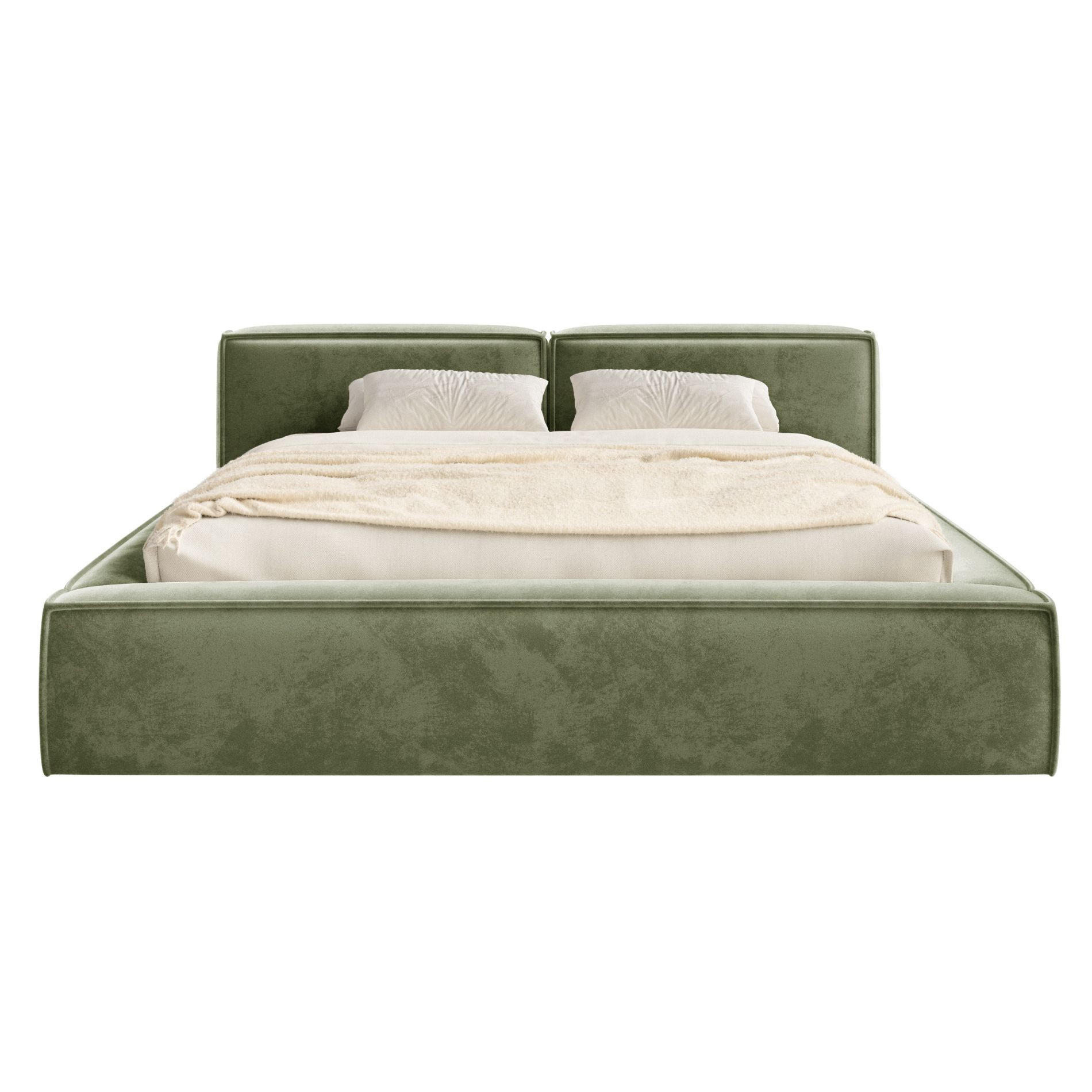 POLSTERBETT Tilves Slim Olivgrün 200x200 cm - Schwarz/Olivgrün, Kunststoff/Textil (200/200cm) - Selsey