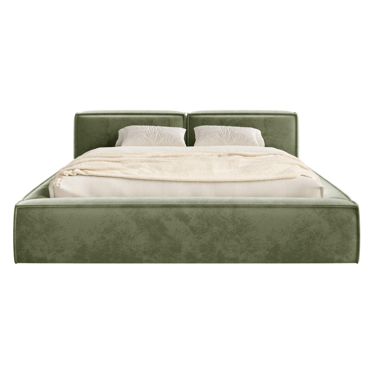 POLSTERBETT Tilves Slim Olivgrün 200x200 cm - Schwarz/Olivgrün, Kunststoff/Textil (200/200cm) - Selsey