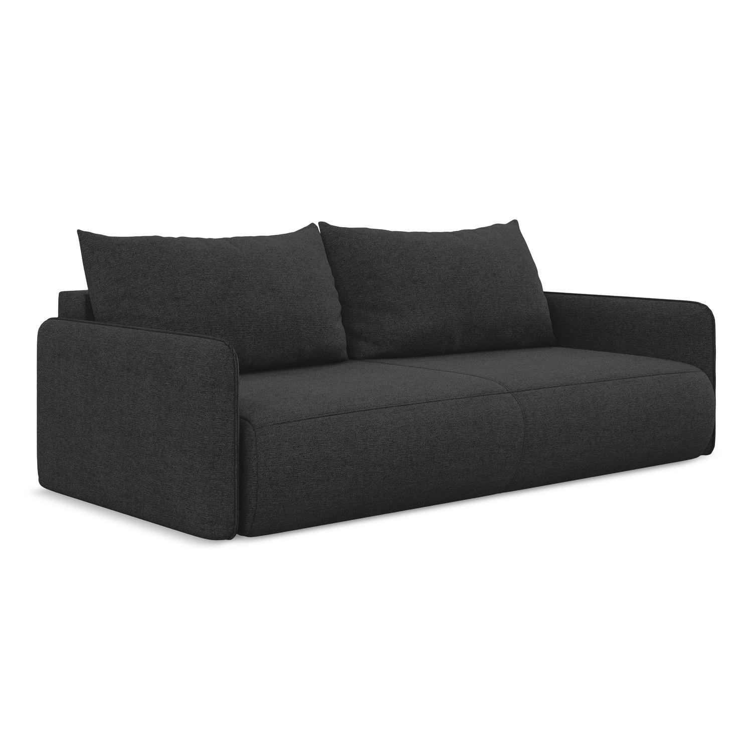 3-SITZER SOFA mit Schlaffunktion Chenille Stoff Schwarz - Anthrazit/Schwarz, Kunststoff/Textil (216/86/105cm) - LaMiaSofa