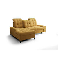 ECKSOFA KONGO RBN18, Eckcouch in L-Form mit Schlaffunktion, Farbe: Gelb, Velourstoff, Ottomane Links - Gelb, Textil (257/172cm) - O-Sofa