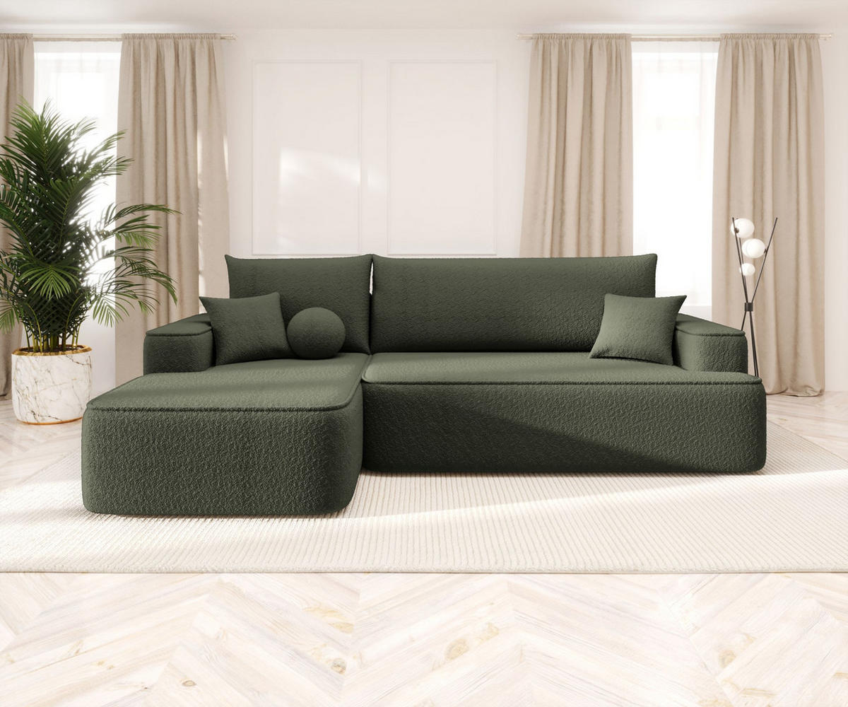 ECKSOFA mit Schlaffunktion FIGO Quelle 37 Links - Dunkelgrün, Textil (250/150cm) - Bedante