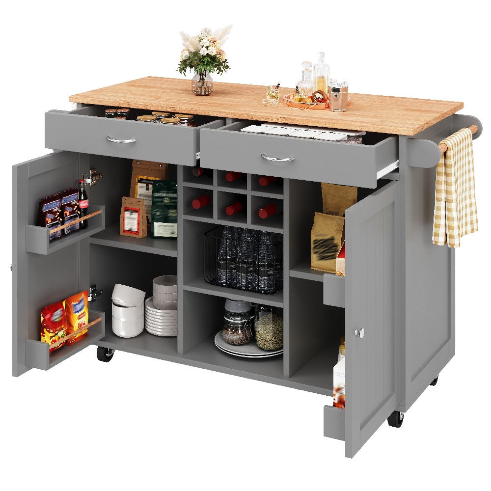 KÜCHENINSEL MIT ROLLEN, Multifunktionaler Buffetschrank, MDF/Metall, Grau-Holzoptik, Küche & Esszimmer, 102/45/92 cm - Grau, Kunststoff (45/92/102cm) - Rolipo