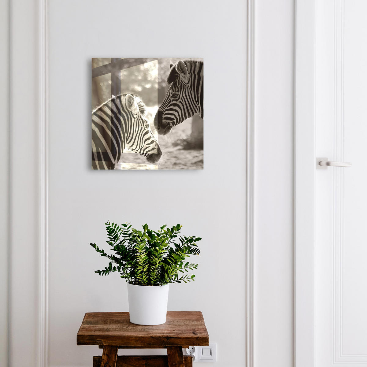 SCHLÜSSELBOX Schwarz 30x30 cm- Türöffnung nach rechts - Zebras zusammen - Multicolor, Metall (30/30/5cm) - TULUP
