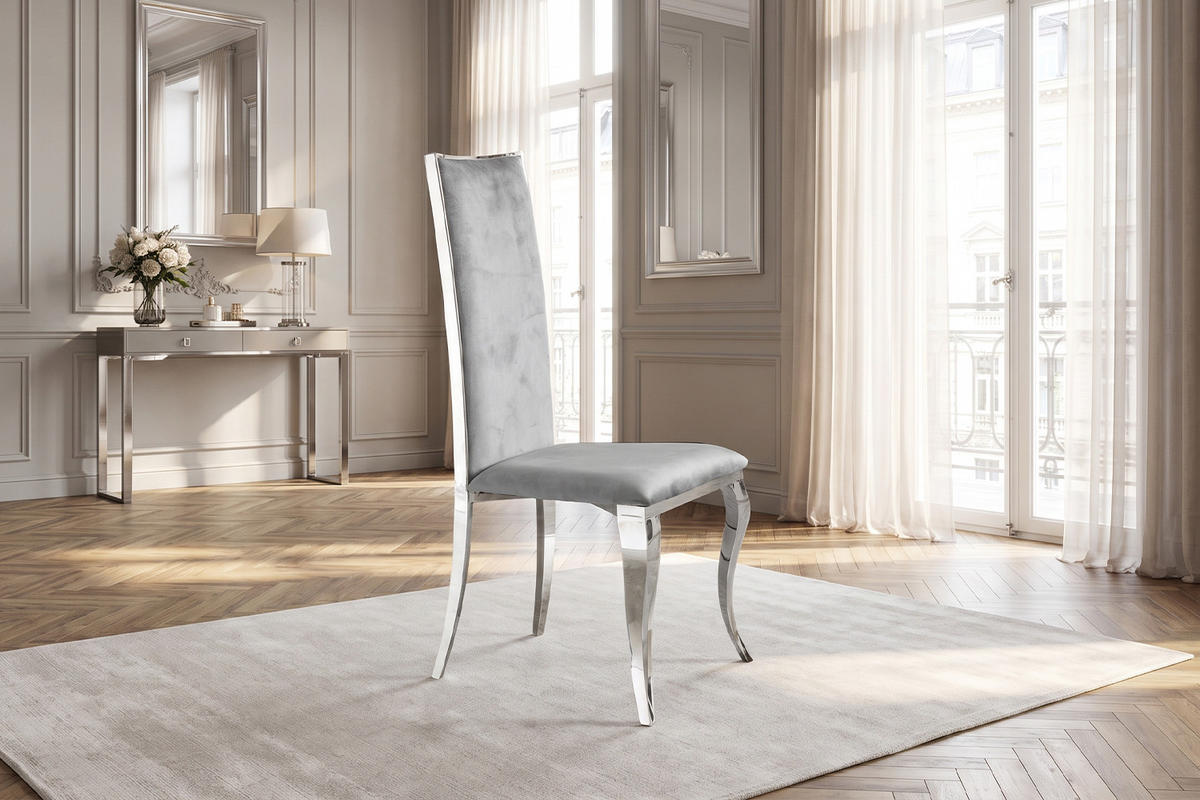 ESSZIMMERSTUHL MORA Grau Velvet (1er-Set) - Grau, Textil (48/109/57cm) - KAWOLA