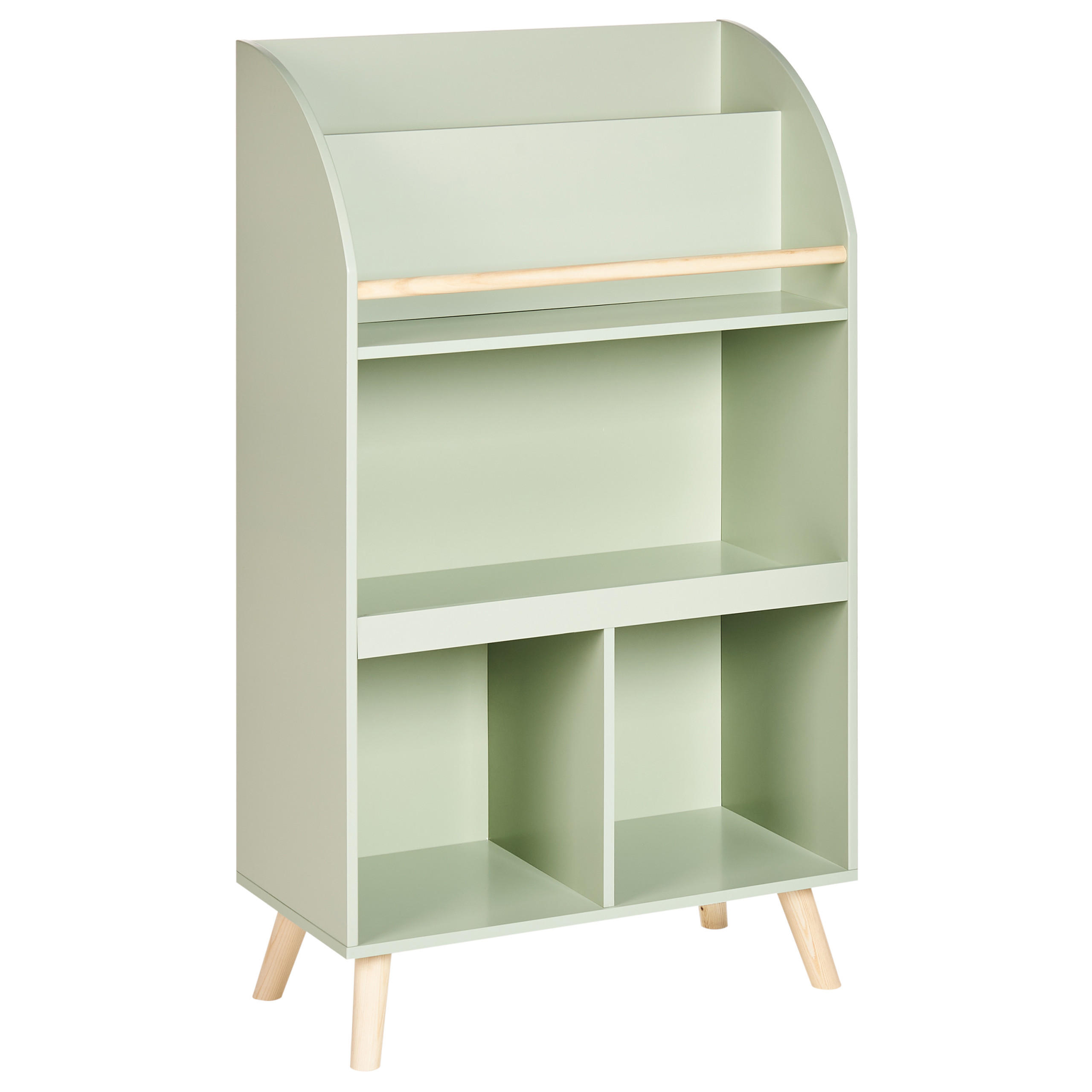 BÜCHERREGAL mit 3 Ebenen 102 cm Hellgrün Liloet - Hellgrün/Braun, Holzwerkstoff (60/102/30cm) - Beliani