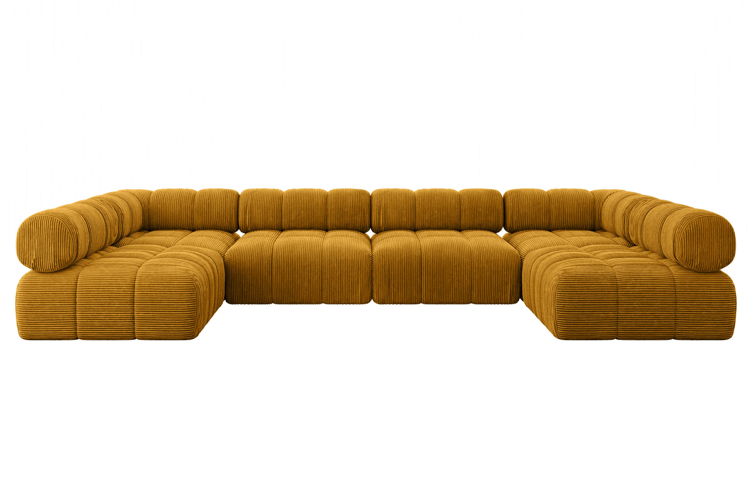WOHNLANDSCHAFT modulares Sofa Garvo-U2 - 380x190x70 cm Senfgelb Cord - Currygelb, Holzwerkstoff/Textil (380/70/190cm) - ALTDECOR