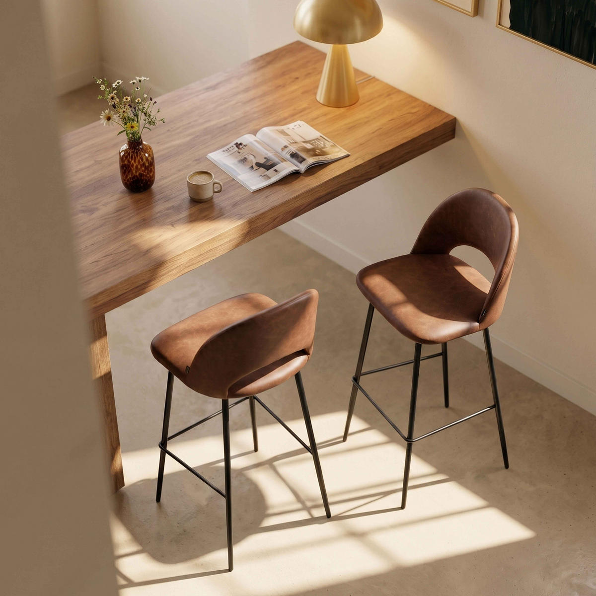 BARHOCKER 2-tlg., Braun - Braun, Metall (51/103/44cm) - Oviala