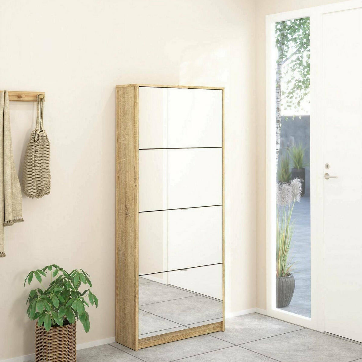 SCHUHSCHRANK Eiche 24.05/70.3/162 cm - Braun, Holzwerkstoff (70/162/24cm) - DMORA