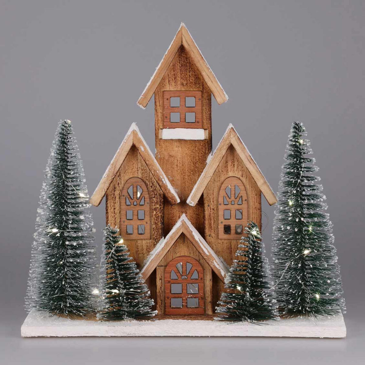 DEKOFIGUR Haus LED 30 cm - Beige, Holz (9/30/32cm) - Home Styling Collection