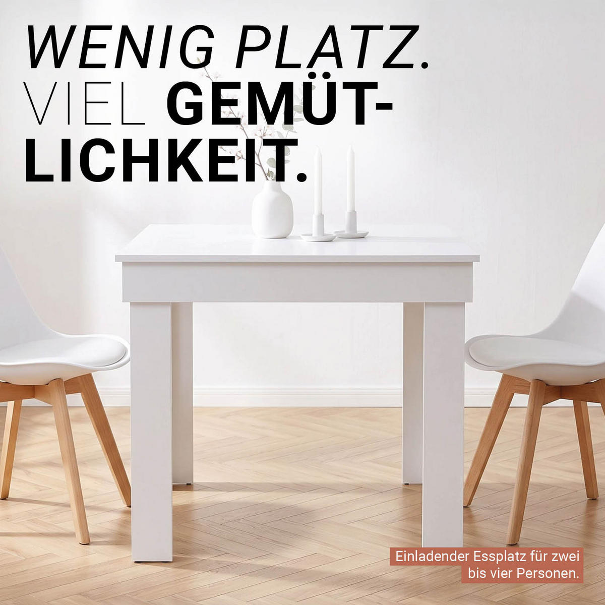 ESSTISCH in weiß 80/80/73 cm Holz - Weiß, Holz (80/80/73cm) - Homestyle4u