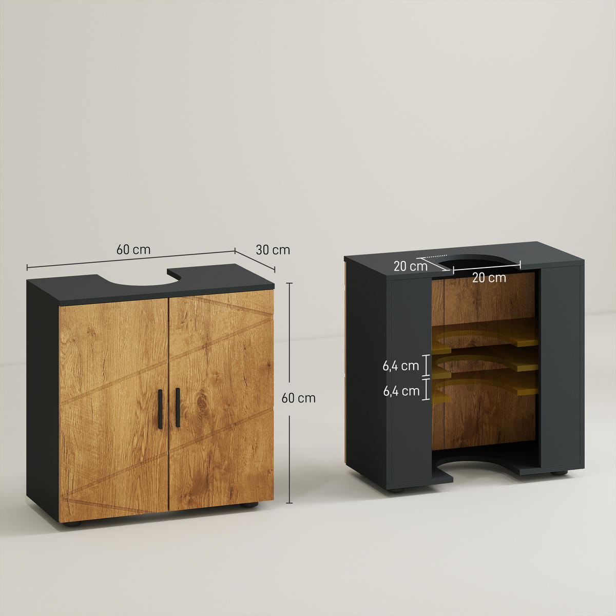HÄNGESCHRANK Eiche 1 Stück - Beige, Kunststoff (60/60/30cm) - GiPP