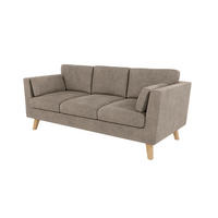 3-SITZER-SOFA Mario Dunkelbeige Microfaser - Hellbraun/Beige, Holz/Buchenholz (206/90/89cm) - S-Style Möbel