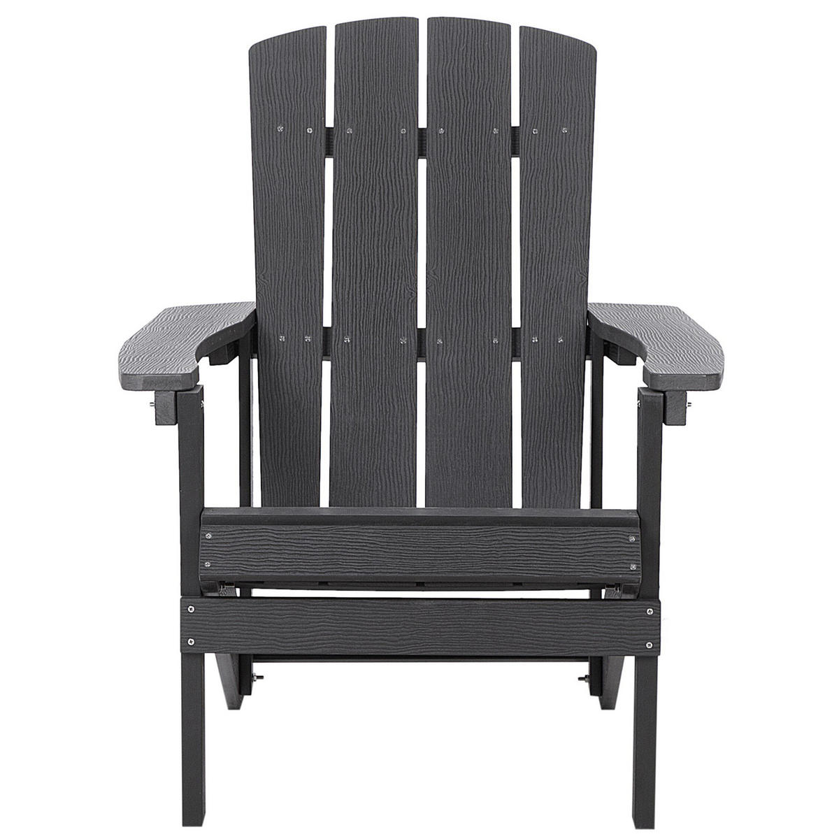 GARTENSTUHL mit Fußhocker Kunstholz dunkelgrau Adirondack - Dunkelgrau, Kunststoff (75/88/88cm) - Beliani