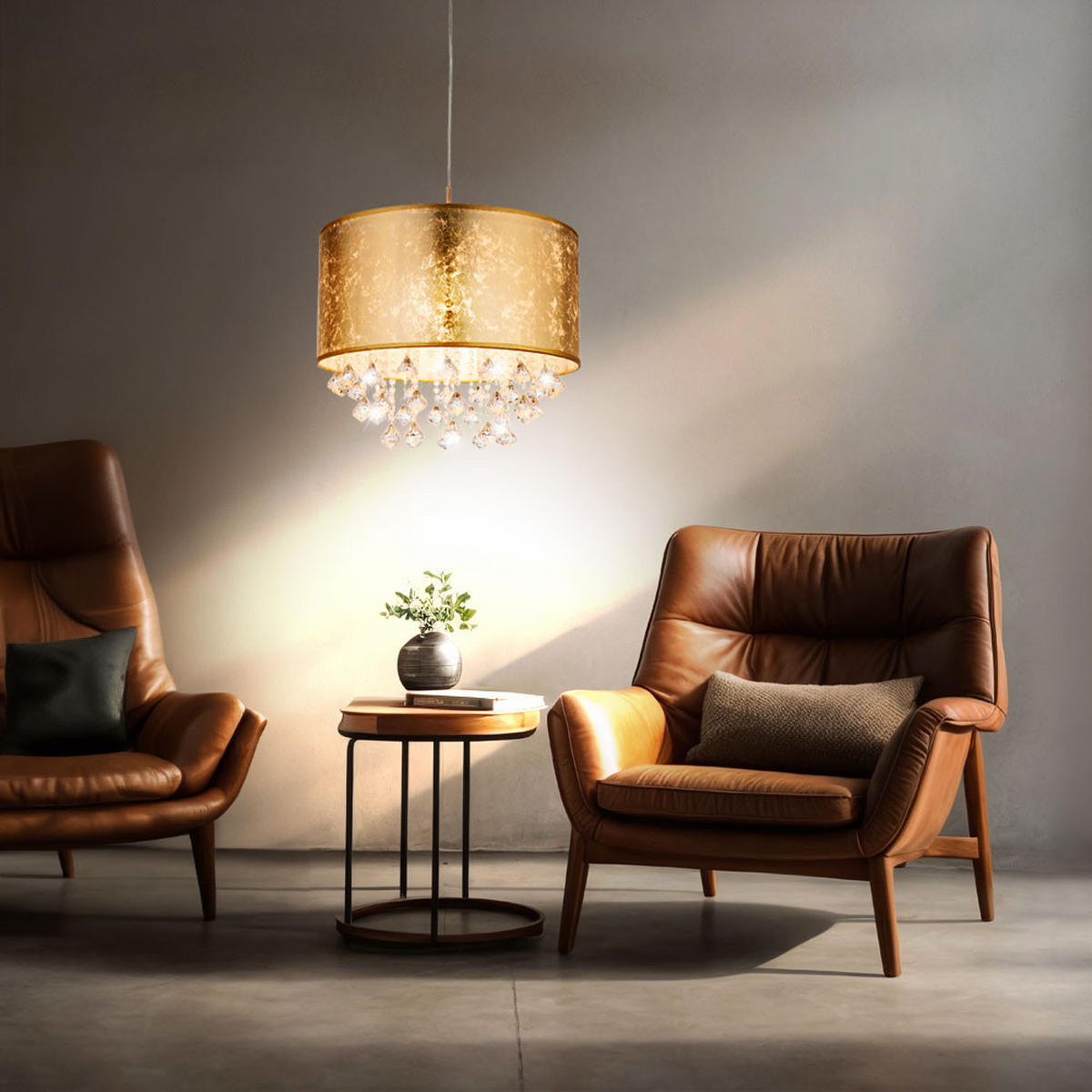 LED HÄNGELEUCHTE Kristalle Gold - Goldfarben, Metall (40/40/140cm) - Globo Lighting