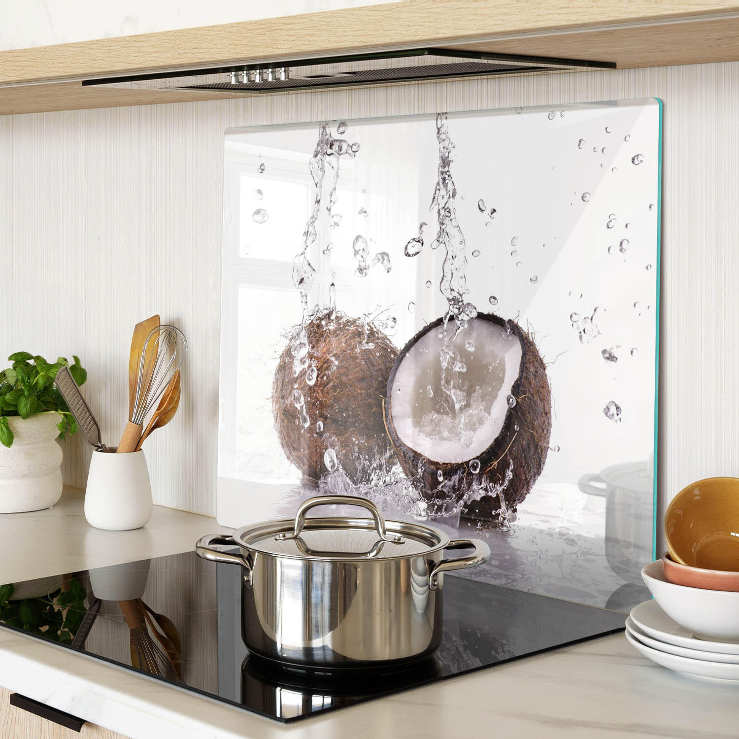 GLASPLATTE 60x52 cm Kokosnuss und Wasser - Braun, Glas (60/0.4/52cm) - TULUP