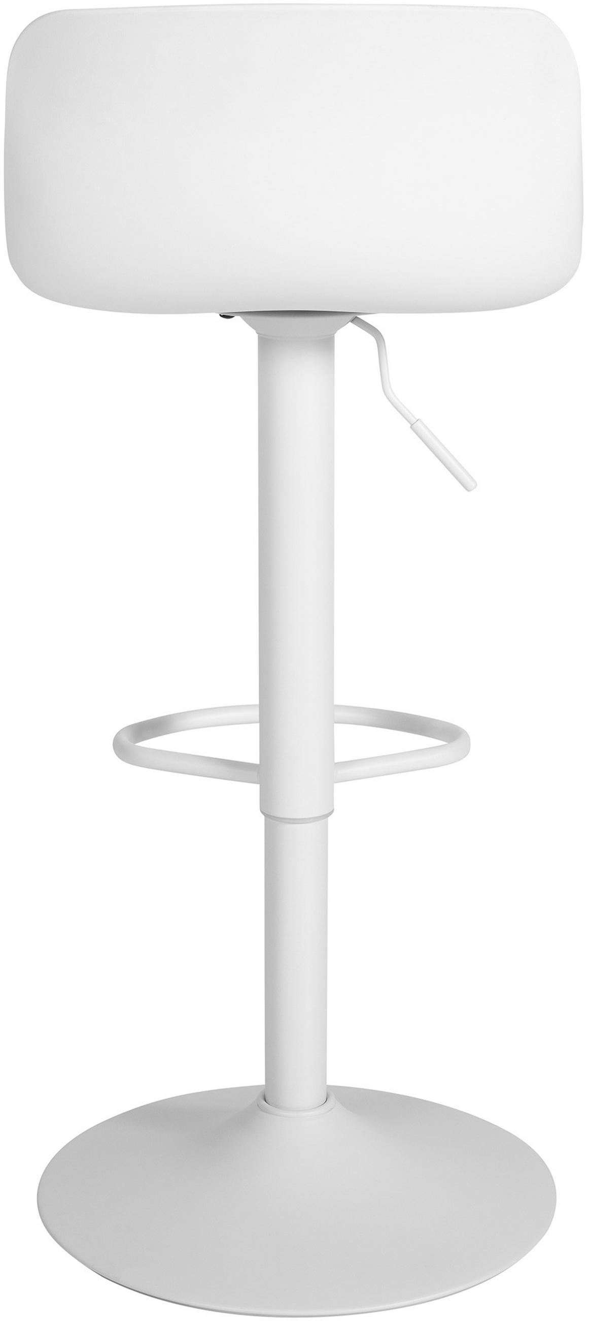 BARHOCKER höhenverstellbar Weiß KUSI Kunstleder 75-104x435x46 cm - Weiß, Leder/Metall (43.5/75/46cm) - DELUKE