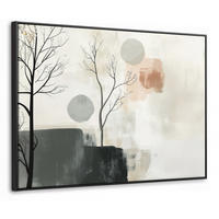 LEINWAND Bilder mit Rahmen - Wabi sabi - Beige - Pflanze - 80x60 - Sandfarben, Textil (80/60cm) - MuchoWow