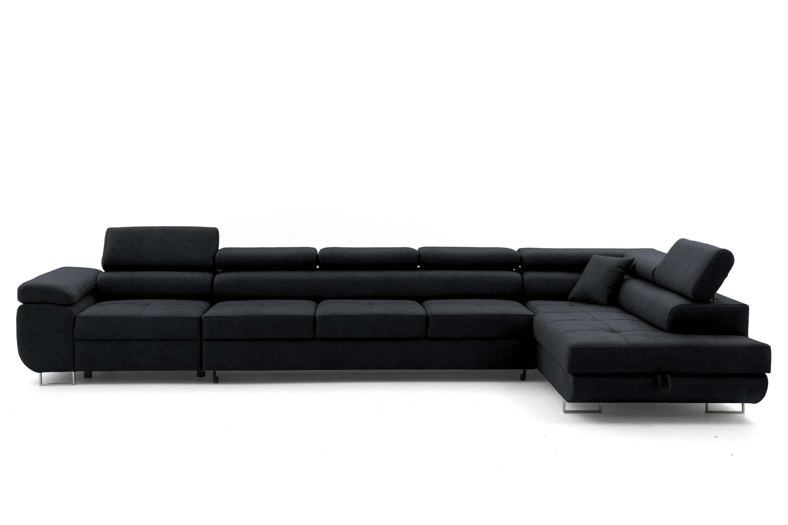 ECKSOFA WILD XXL Rechts mit Schlaffunktion 125x240 Velours Graphit - Silberfarben/Graphitfarben, Holz/Textil (200/400cm) - Muffo