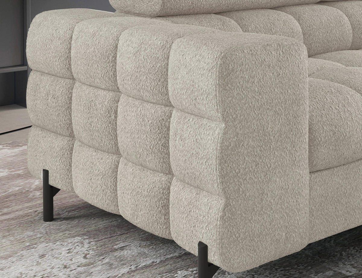 WOHNLANDSCHAFT FERUCCE Ecksofa L-Form – Polsterecke mit Schlaffunktion, Bettkasten & verstellbaren Kopfstützen 276 cm - Hellgrau, Kunststoff (276/200cm) - Wohnideebilder