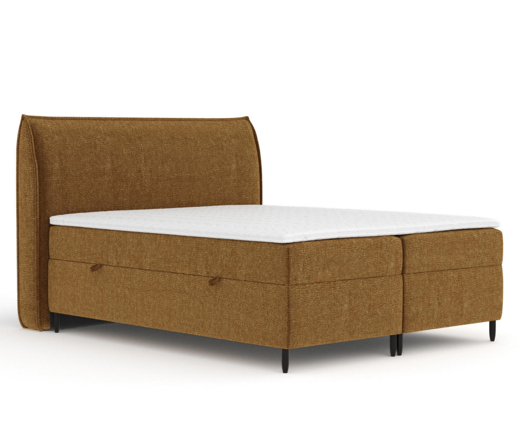 BOXBETT 200/200 cm Corvus, in Honigfarben, Matratze, Topper, Bettkasten, H2 = mittel - Schwarz/Honig, Holz/Holzwerkstoff (200/200cm) - Maison de Reve