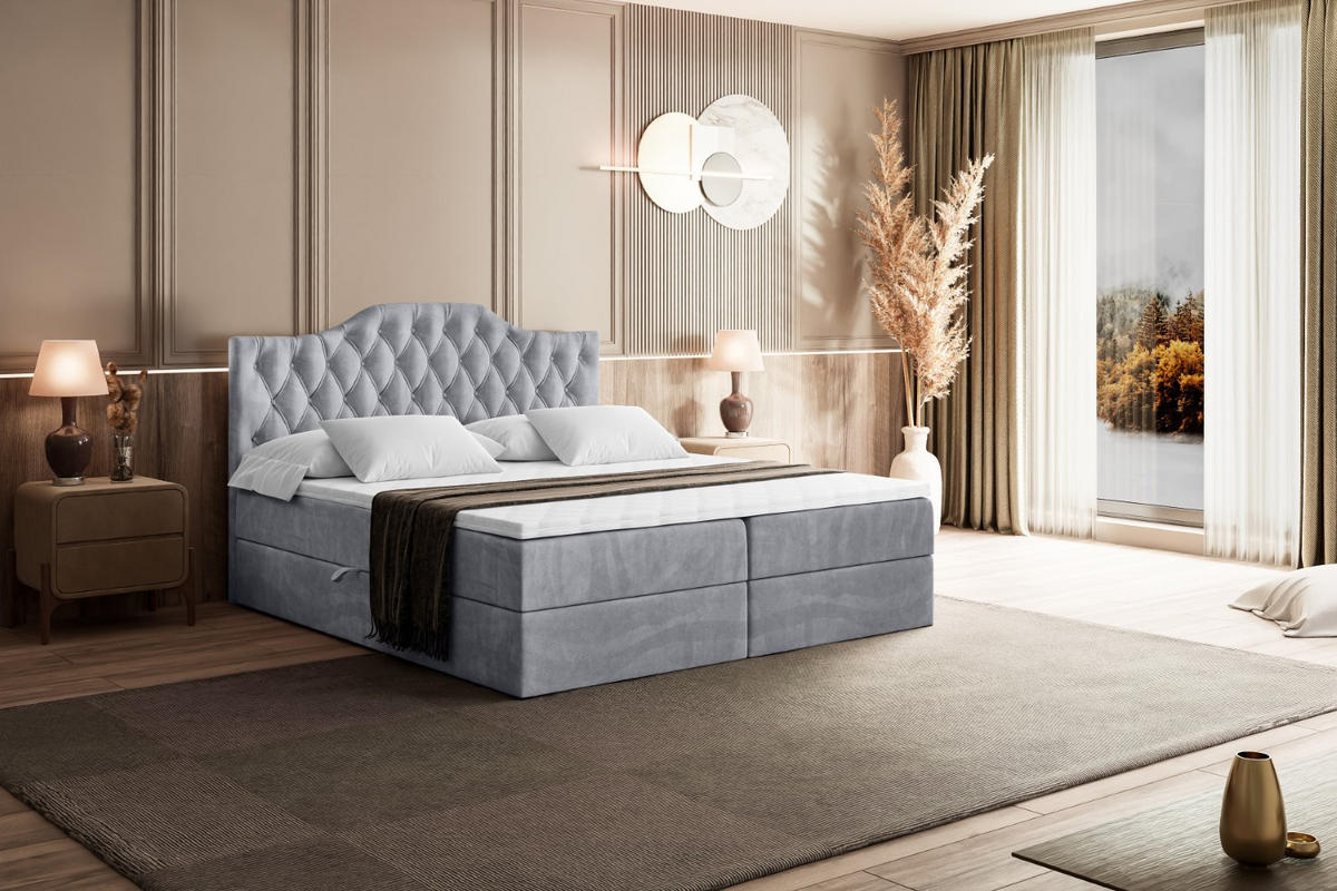 BOXBETT VILA-1 - 200x200 cm - H3 - Hellgrau - Hellgrau, Holzwerkstoff (200/200cm) - ALTDECOR