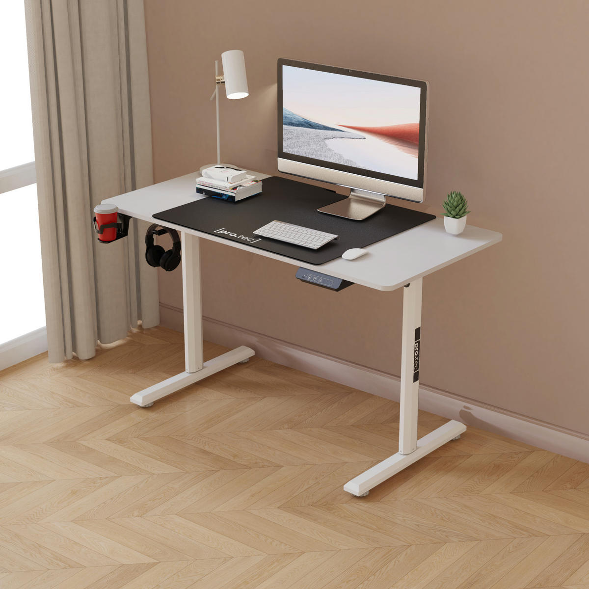 SCHREIBTISCH höhenverstellbar Pomona - Weiß, Holzwerkstoff/Metall (60/110/117cm) - pro.tec